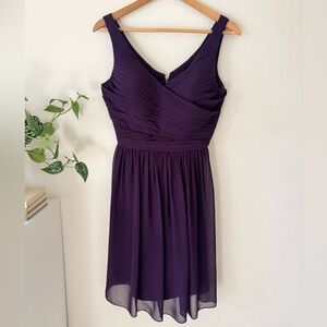 💜 Bill Levkoff Deep Plum Chiffon Dress (Size 8)